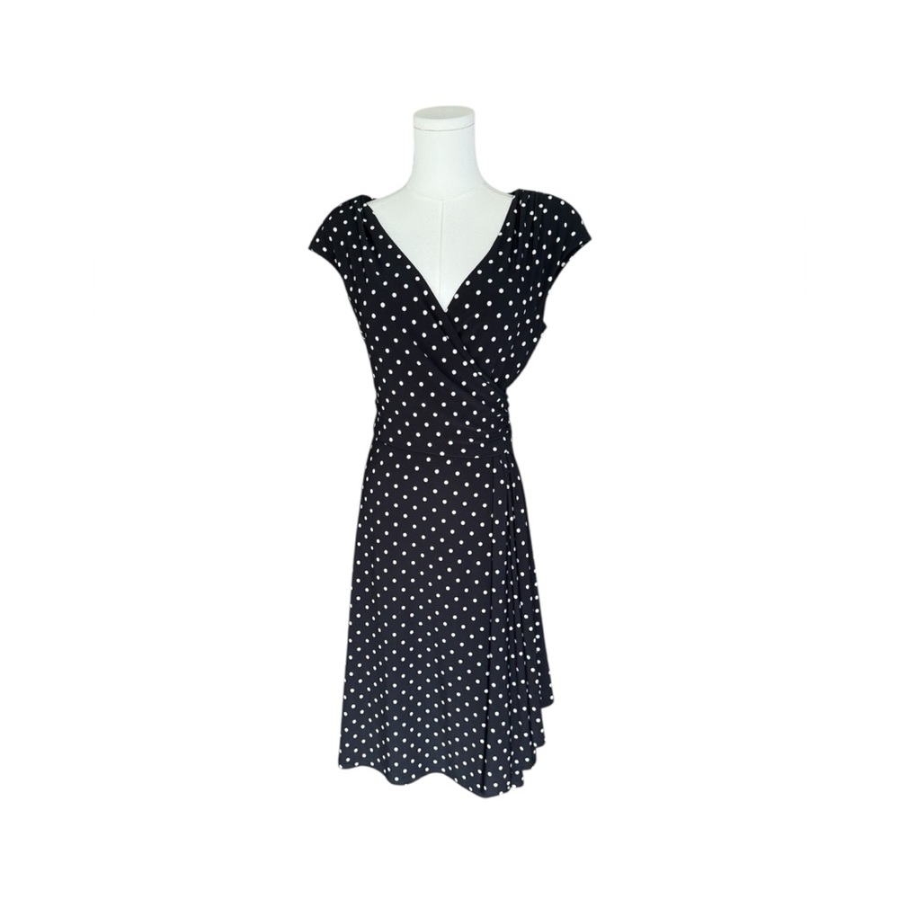 Lauren Ralph Lauren classic polka dot black and white a line dress size 8